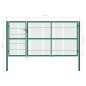 vidaXL Puerta de valla de jardín con postes acero verde 350x140 cm vidaXL Puerta de valla de jardín con postes acero verde 350x140 cm