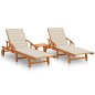 vidaXL Tumbonas con mesa y cojines 2 uds madera maciza de acacia vidaXL Tumbonas con mesa y cojines 2 uds madera maciza de acacia