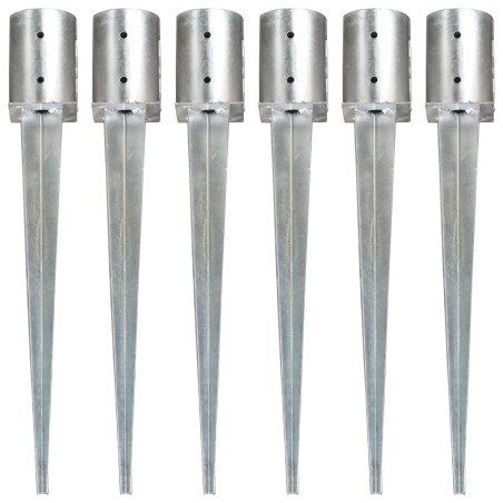 vidaXL Picas de tierra 6 unidades acero galvanizado plateado 10x76 cm