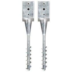 vidaXL Picas de tierra 2 unidades acero galvanizado plateado 9x9x56 cm