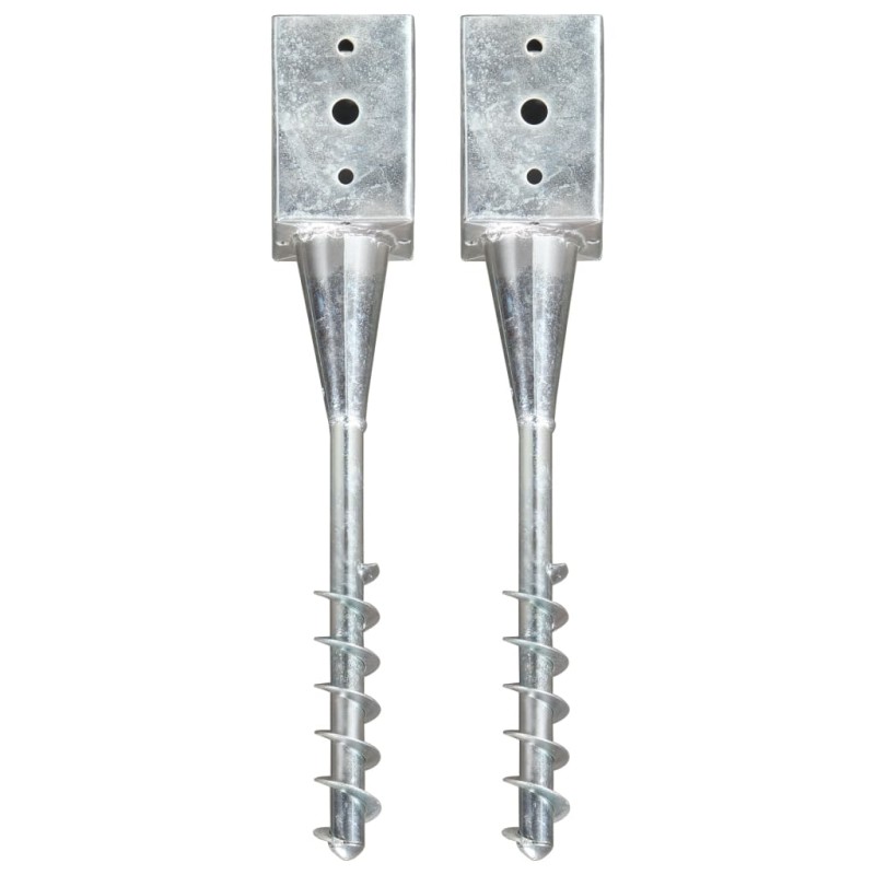 vidaXL Picas de tierra 2 unidades acero galvanizado plateado 9x9x56 cm vidaXL Picas de tierra 2 unidades acero galvanizado plateado 9x9x56 cm