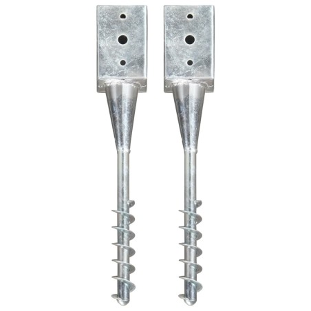 vidaXL Picas de tierra 2 unidades acero galvanizado plateado 9x9x56 cm