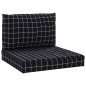 vidaXL Cojines para palés 2 piezas tela Oxford a cuadros negros vidaXL Cojines para palés 2 piezas tela Oxford a cuadros negros