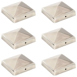 vidaXL Tapas piramidales postes valla 6 uds acero inoxidable 91x91 mm