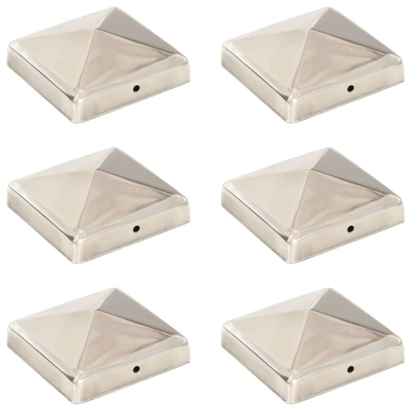 vidaXL Tapas piramidales postes valla 6 uds acero inoxidable 91x91 mm vidaXL Tapas piramidales postes valla 6 uds acero inoxidable 91x91 mm