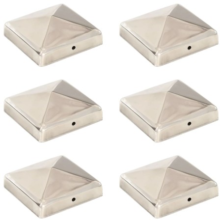 vidaXL Tapas piramidales postes valla 6 uds acero inoxidable 91x91 mm