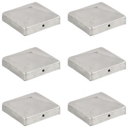 vidaXL Tapas para postes de valla 6 unidades metal galvanizado 91x91mm