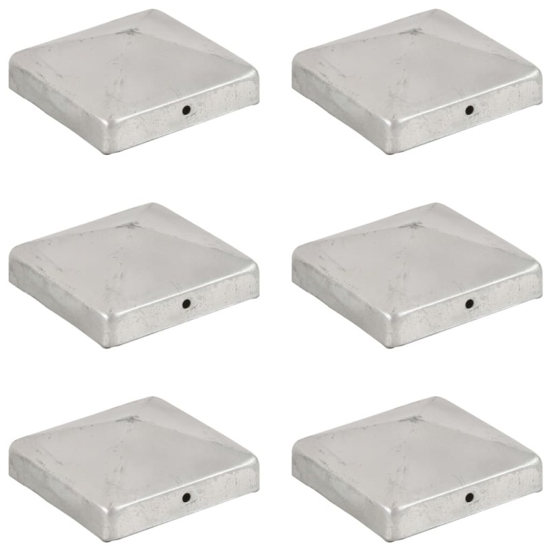 vidaXL Tapas para postes de valla 6 unidades metal galvanizado 91x91mm vidaXL Tapas para postes de valla 6 unidades metal galvanizado 91x91mm