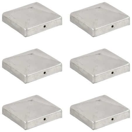 vidaXL Tapas para postes de valla 6 unidades metal galvanizado 91x91mm