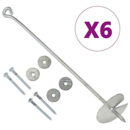 vidaXL Anclajes de tierra 6 uds metal galvanizado 10x60 cm