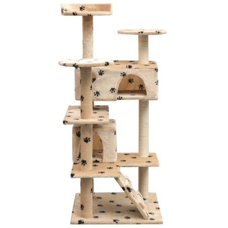vidaXL Rascador para gatos poste rascador de sisal 125cm huellas beige