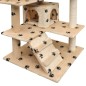 vidaXL Rascador para gatos poste rascador de sisal 125cm huellas beige