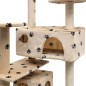 vidaXL Rascador para gatos poste rascador de sisal 125cm huellas beige