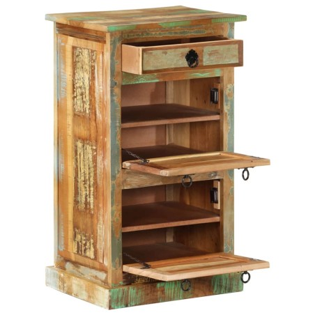 vidaXL Zapatero de 4 niveles con cajón madera maciza reciclada