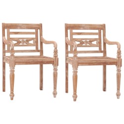 vidaXL Sillas Batavia 2 unidades madera maciza de teca blanqueada