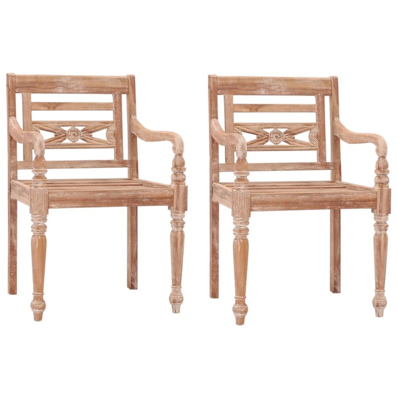 vidaXL Sillas Batavia 2 unidades madera maciza de teca blanqueada vidaXL Sillas Batavia 2 unidades madera maciza de teca blanqueada