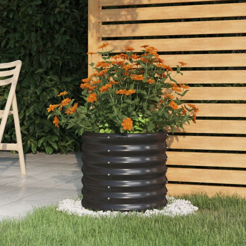 vidaXL Jardinera acero con recubrimiento polvo antracita 40x40x36 cm vidaXL Jardinera acero con recubrimiento polvo antracita 40x40x36 cm
