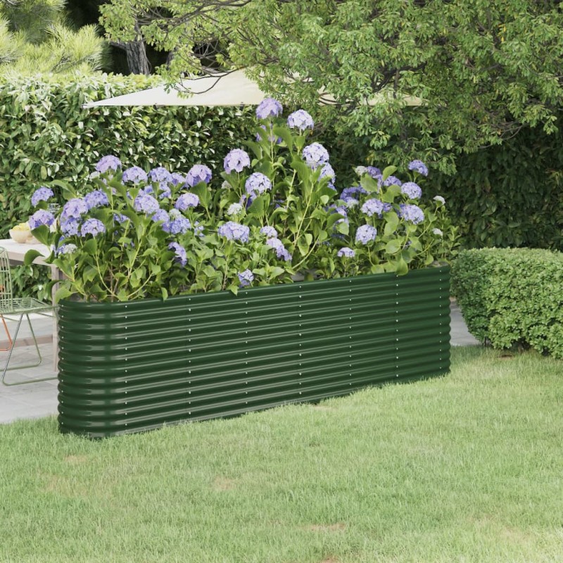 vidaXL Jardinera arriate acero recubrimiento polvo verde 260x40x68 cm vidaXL Jardinera arriate acero recubrimiento polvo verde 260x40x68 cm