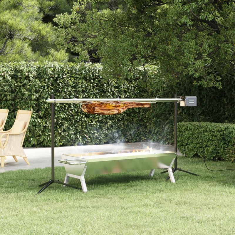 vidaXL Barbacoa automática con motor acero inoxidable 150x46,5x82,5 cm vidaXL Barbacoa automática con motor acero inoxidable 150x46,5x82,5 cm