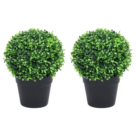 vidaXL Plantas de boj artificial 2 uds forma bola maceta verde 32 cm