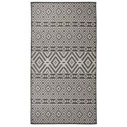 vidaXL Alfombra de exterior de tejido plano rayas negras 80x150 cm