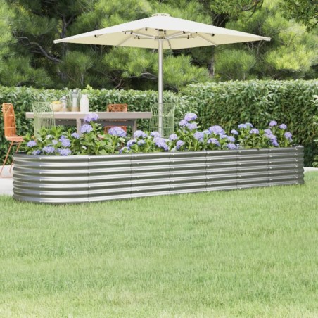 vidaXL Jardinera arriate acero recubrimiento polvo plata 296x80x36 cm