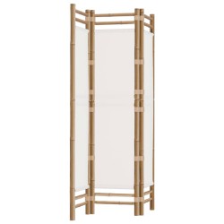 vidaXL Biombo plegable de 3 paneles bambú y lona 120 cm