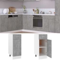 vidaXL Armario bajo cajón madera ingeniería gris hormigón 30x46x81,5cm