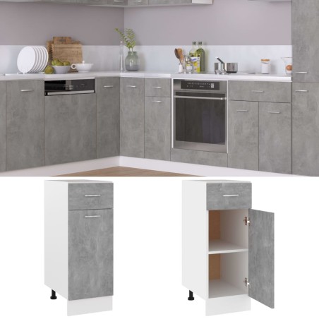 vidaXL Armario bajo cajón madera ingeniería gris hormigón 30x46x81,5cm