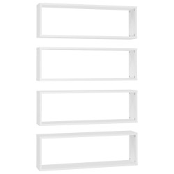 vidaXL Estantes cubo de pared 4 uds contrachapado blanco 80x15x26,5 cm