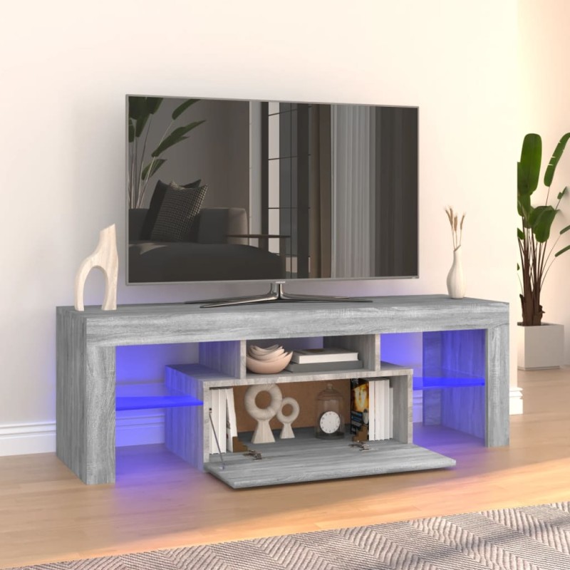 vidaXL Mueble de TV con luces LED gris Sonoma 120x35x40 cm vidaXL Mueble de TV con luces LED gris Sonoma 120x35x40 cm