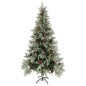 vidaXL Árbol de Navidad con luces y piñas PVC PE verde y blanco 225 cm vidaXL Árbol de Navidad con luces y piñas PVC PE verde y blanco 225 cm