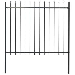 vidaXL Valla de jardín con puntas de lanza acero negro 1,7x1,5 m