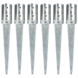 vidaXL Picas de tierra 6 unidades acero galvanizado plateado 8x61 cm