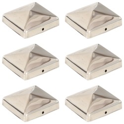 vidaXL Tapas piramidales postes valla 6 uds acero inoxidable 71x71 mm
