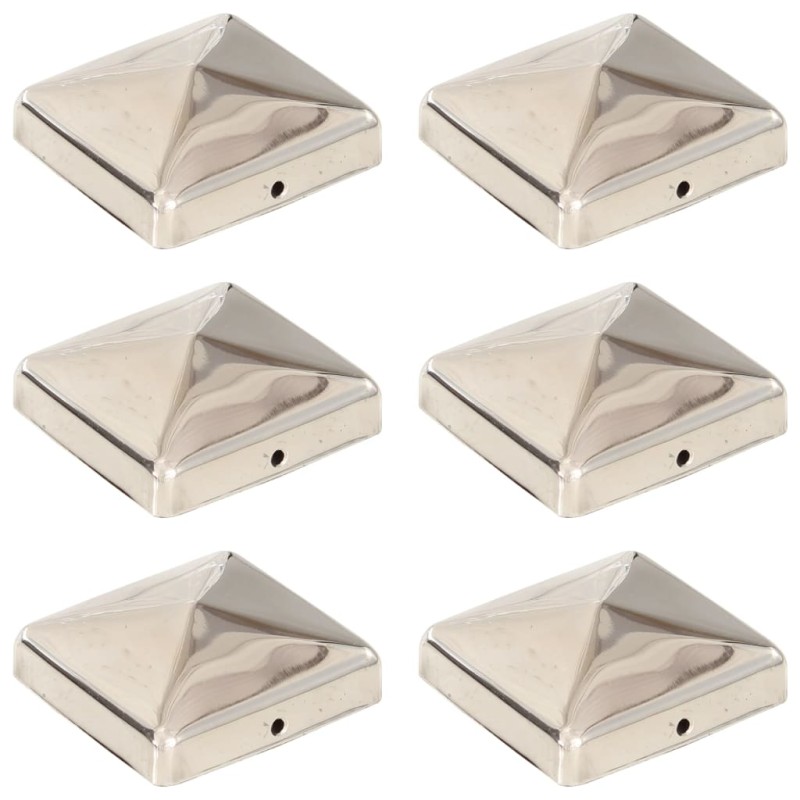vidaXL Tapas piramidales postes valla 6 uds acero inoxidable 71x71 mm vidaXL Tapas piramidales postes valla 6 uds acero inoxidable 71x71 mm