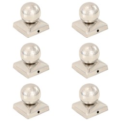 vidaXL Tapas para postes 6 uds acero inoxidable globo final 71x71 mm