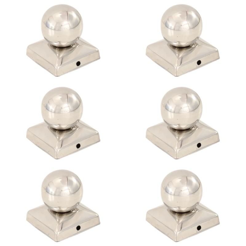 vidaXL Tapas para postes 6 uds acero inoxidable globo final 71x71 mm vidaXL Tapas para postes 6 uds acero inoxidable globo final 71x71 mm