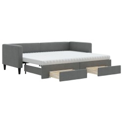 vidaXL Sofá cama nido con cajones tela gris oscuro 80x200 cm