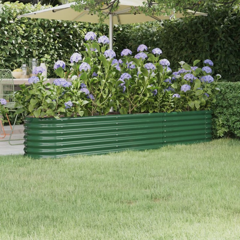 vidaXL Jardinera arriate acero recubrimiento polvo verde 224x40x36 cm vidaXL Jardinera arriate acero recubrimiento polvo verde 224x40x36 cm