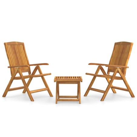 vidaXL Juego de muebles de jardín 3 piezas madera maciza de teca 