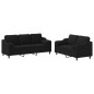 vidaXL Juego de sofás con cojines 2 piezas tela negro vidaXL Juego de sofás con cojines 2 piezas tela negro