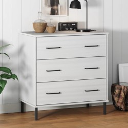 vidaXL Aparador con 3 cajones OSLO madera maciza blanco 77x40x79,5 cm