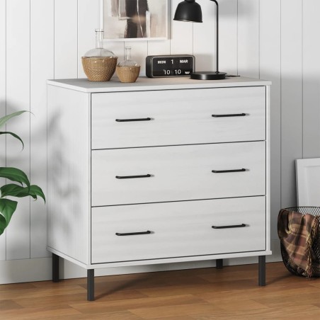 vidaXL Aparador con 3 cajones OSLO madera maciza blanco 77x40x79,5 cm