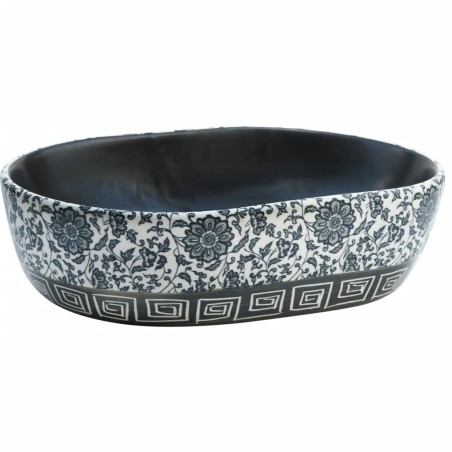 vidaXL Lavabo sobre encimera ovalado cerámica negro y azul 47x33x13 cm