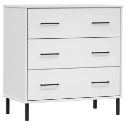 vidaXL Aparador con 3 cajones OSLO madera maciza blanco 77x40x79,5 cm
