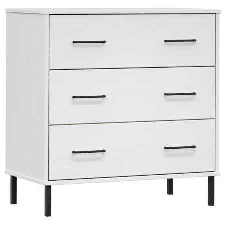 vidaXL Aparador con 3 cajones OSLO madera maciza blanco 77x40x79,5 cm
