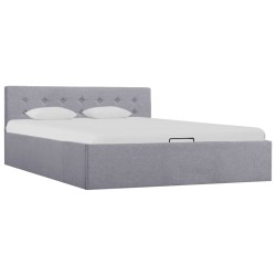 vidaXL Cama hidráulica con almacenaje y LED tela gris claro 140x200 cm 