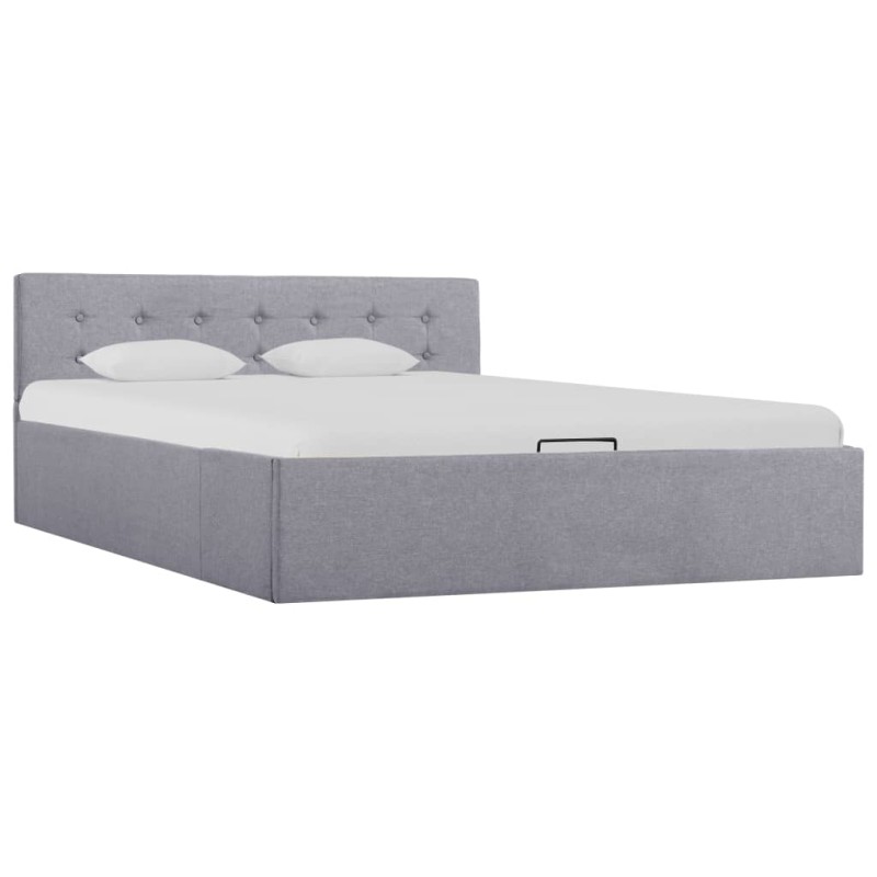 vidaXL Cama hidráulica con almacenaje y LED tela gris claro 140x200 cm 