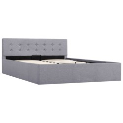 vidaXL Cama hidráulica con almacenaje y LED tela gris claro 140x200 cm 